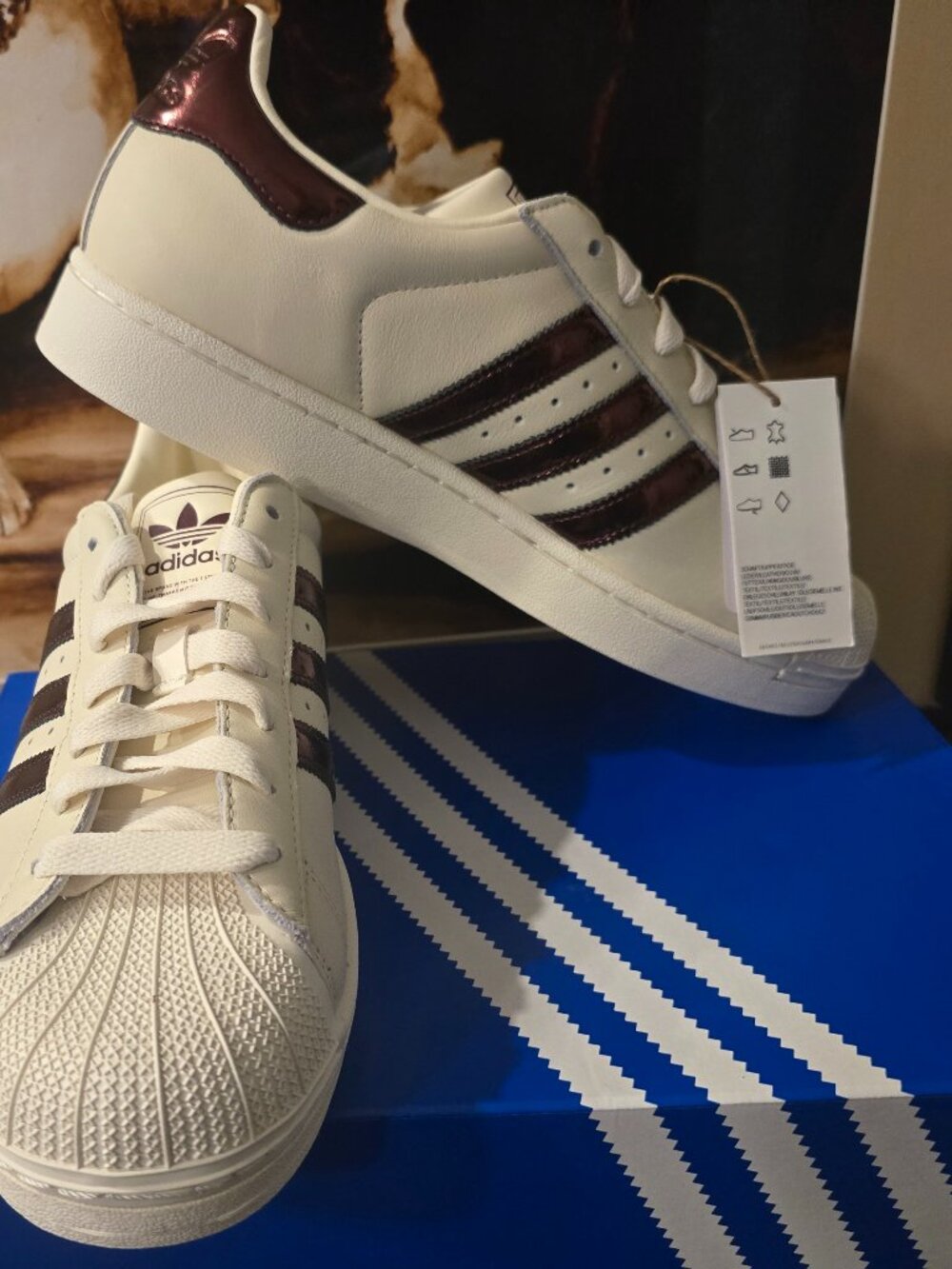 Adidas Superstar II KJ4692 Off White/ Maroon Metallic Shoes Mens Size 10 US NEW